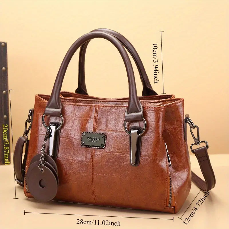 Fashionable Genuine Leather Retro Boston Bag