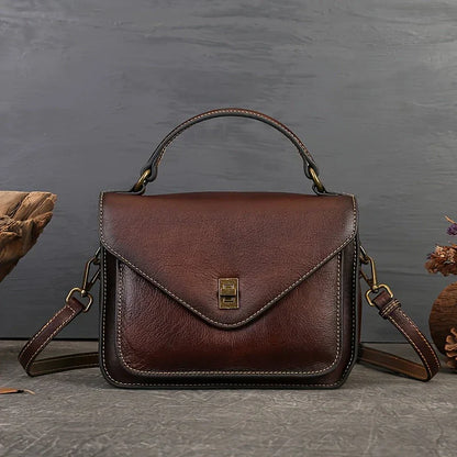 Genuine Leather Women's Retro Mailman Crossbody Bag