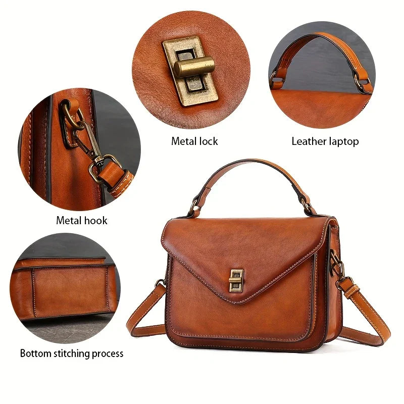 Genuine Leather Women's Retro Mailman Crossbody Bag